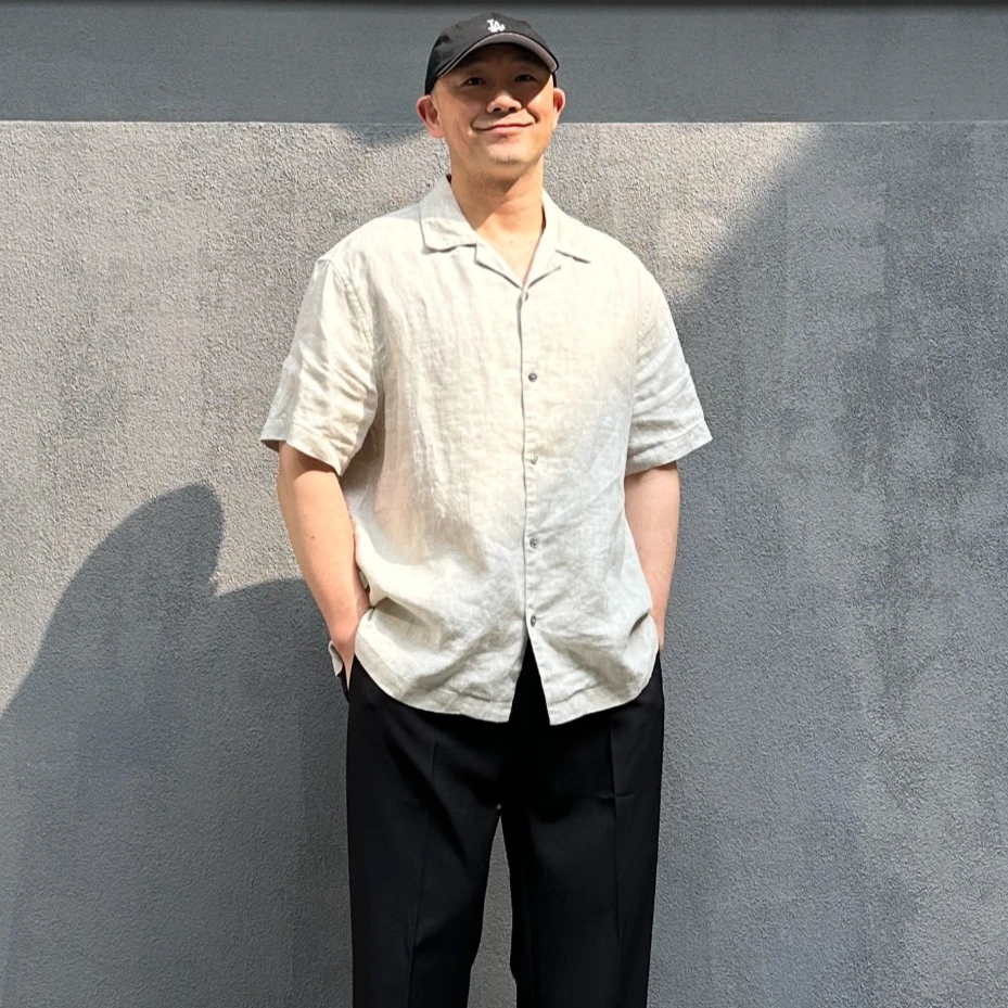 夏季亚麻古巴领短袖衬衫老钱风舒适透气休闲翻领衬衣