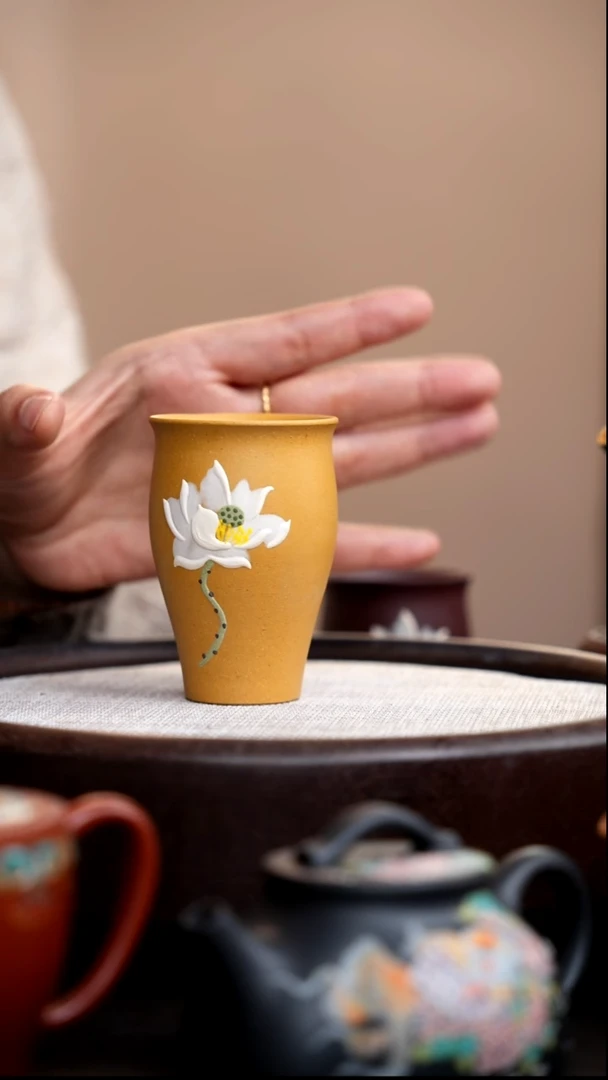 茶壶紫砂黄金段闻香杯白莲
