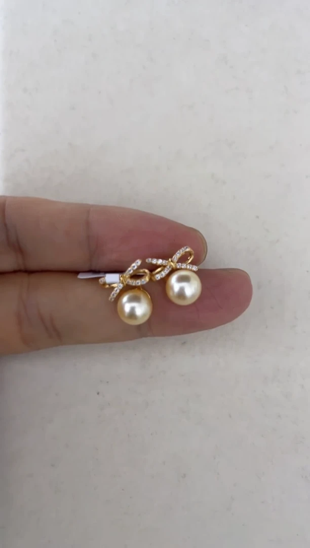 银S925镶嵌海水珍珠耳饰耳钉7