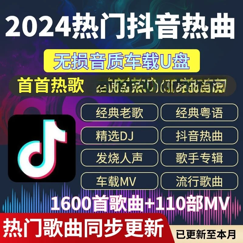 车载u盘2024新款抖音热门歌曲流行dj嗨曲无损高品质音乐优盘mp3