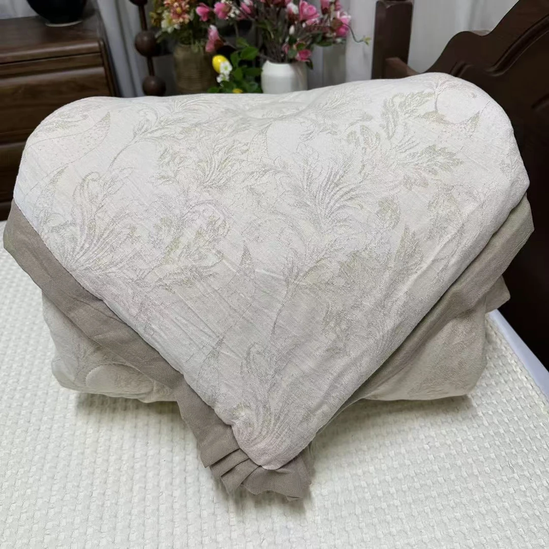 【木耳边】兰鸢听雪-原麻色顶奢麻四季被2.0*2.3米（5.8斤左右）