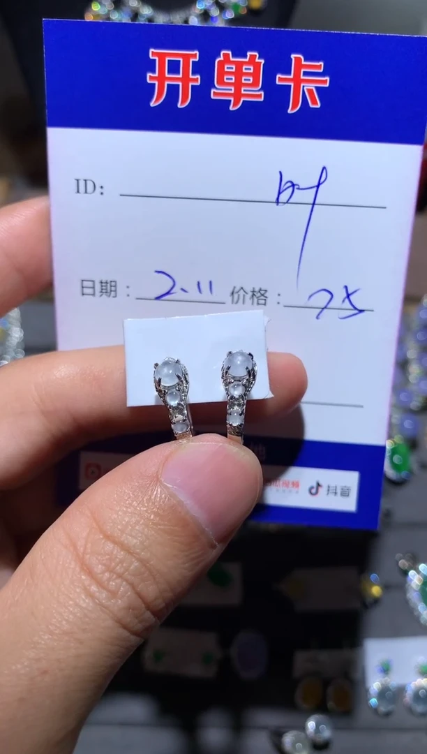 【闪购商品】翡翠耳饰银S925镶嵌 定向 * 庹旪