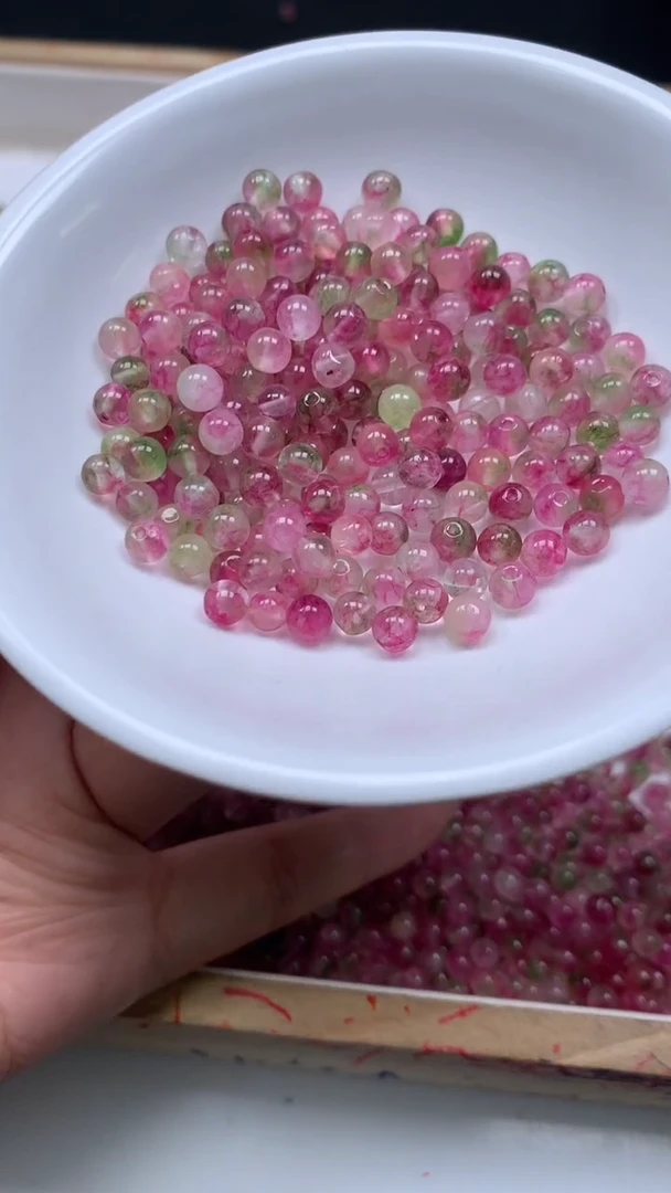 未镶嵌散珠碧玺E559 西瓜碧玺4mm100个8.8元