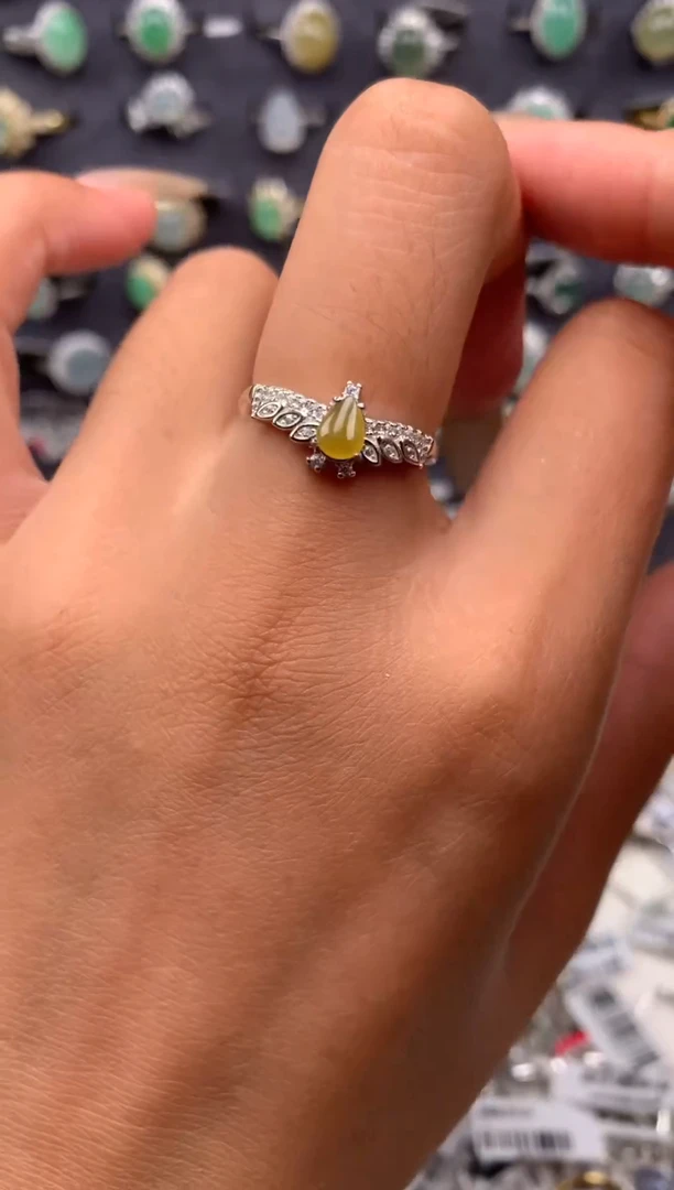 吊坠(不含链)银S925镶嵌翡翠戒指