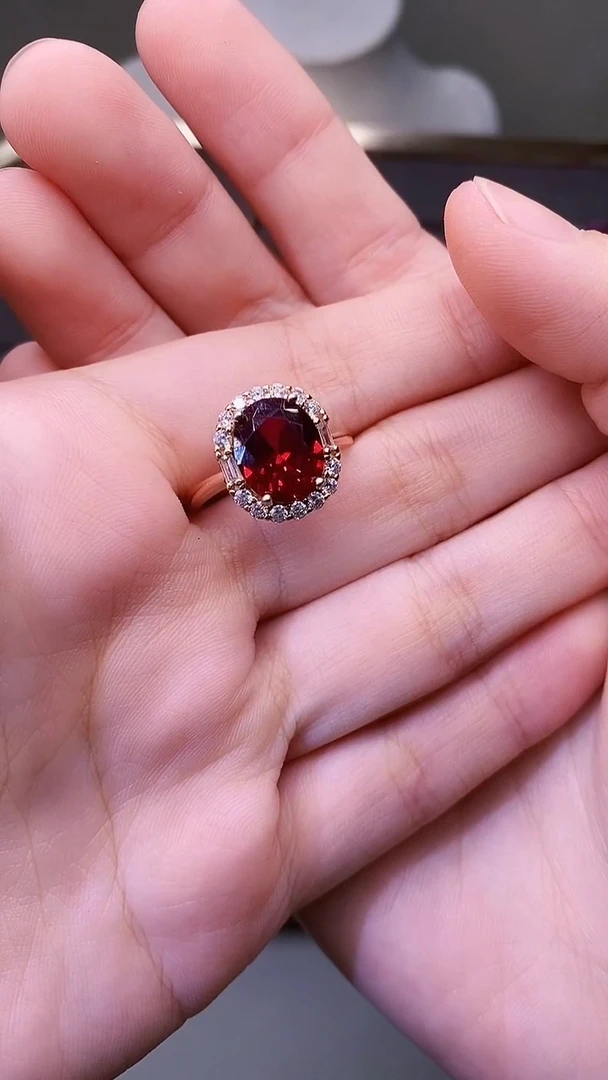 银S925镶嵌戒指红宝石111