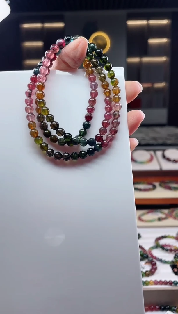 未镶嵌三圈手串碧玺（多样性发一条）Q