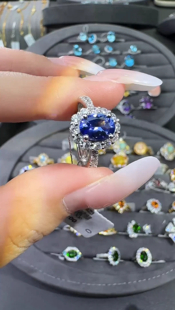 银S925镶嵌戒指坦桑石不低于1.0ct【七天鉴赏期】