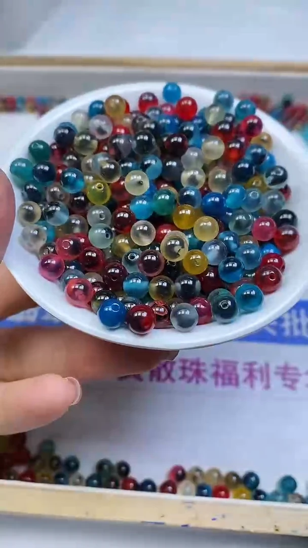 未镶嵌散珠玛瑙/玉髓B1710 彩糖心玛瑙6mm30颗9.9元