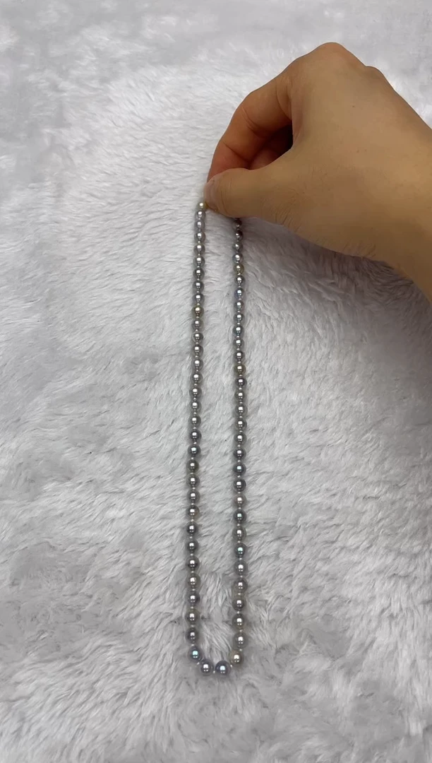 项链银S925镶嵌海水珍珠AK真多麻5.5-6mm
