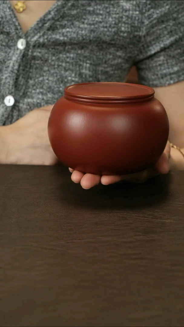 紫砂茶叶罐直播福利朱泥圆鼓罐