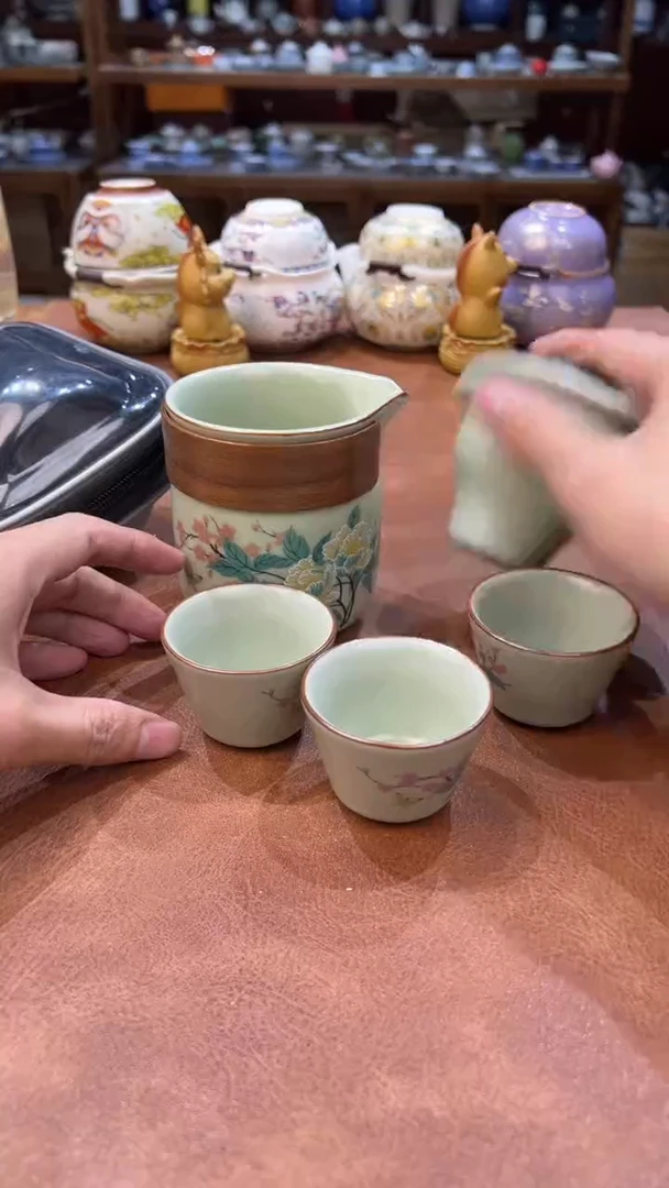 真的很便宜会开片的旅行茶具