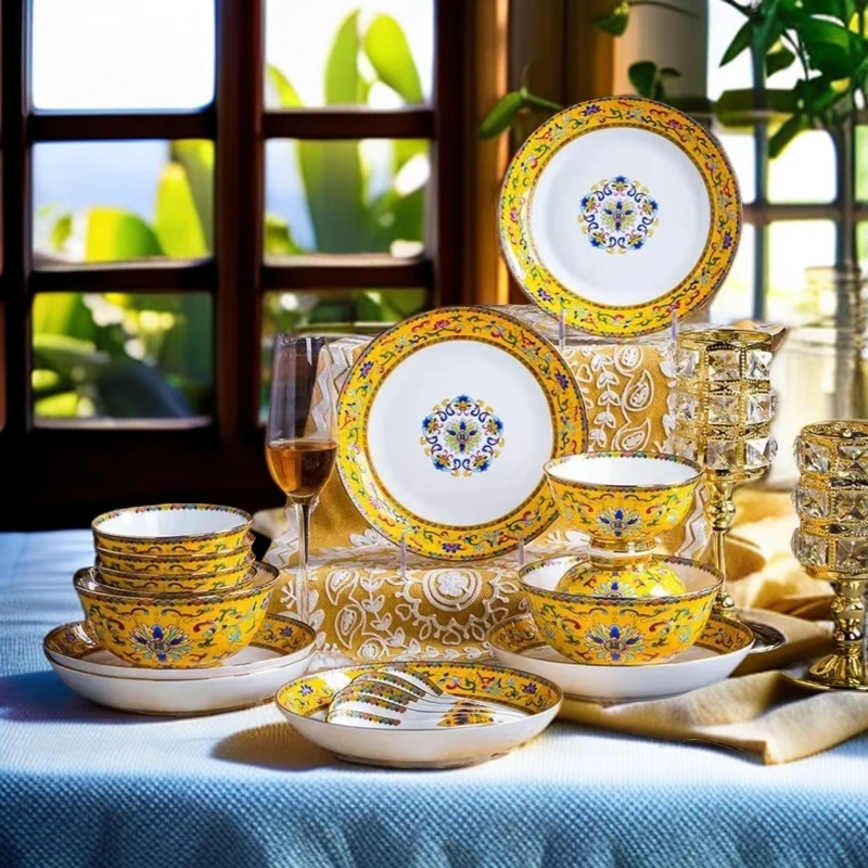 【周周严选】缠枝莲金边福餐具套装