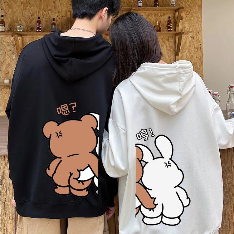 特别情侣装卫衣男女熊兔卡通秋冬季2025新款高级早秋连帽七夕外套