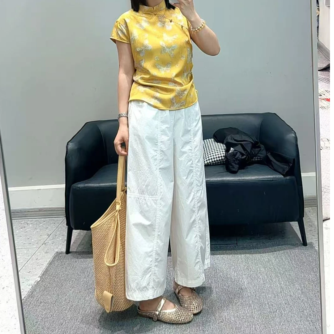 2025【蕾蕾家】夏季时尚洋气休闲百搭极简韩系松紧高腰九分休闲裤