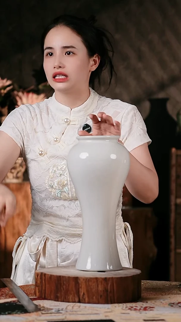 摆件景德镇高温陶瓷微瑕花器(
