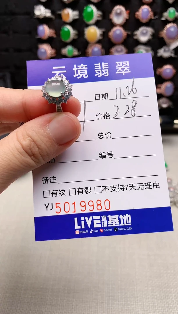 银S925镶嵌戒指翡翠9980