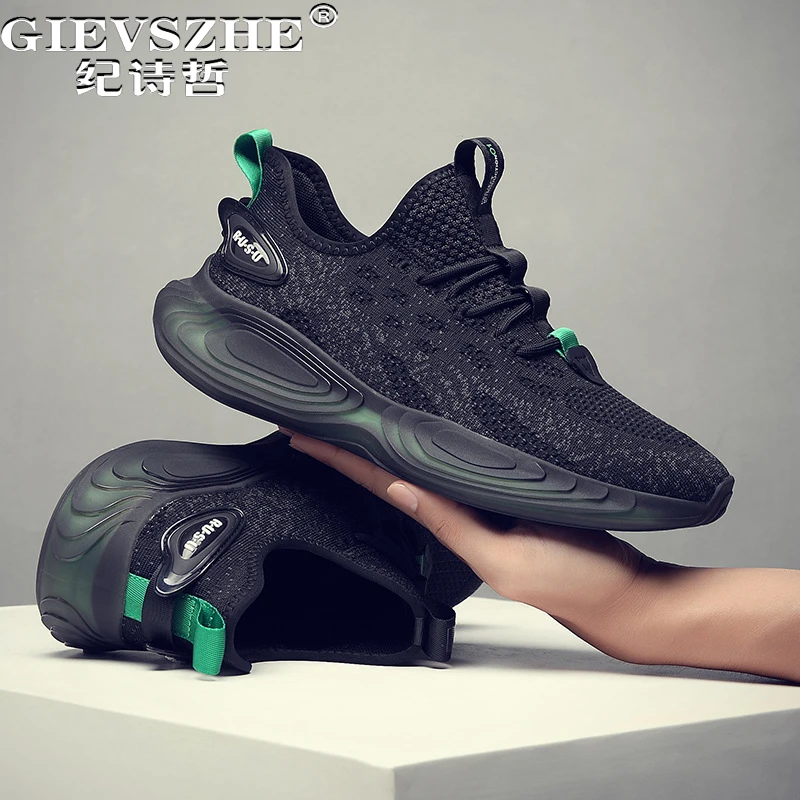 纪诗哲男鞋时尚轻便百搭运动鞋男款简约透气跑步鞋网面软底休闲鞋