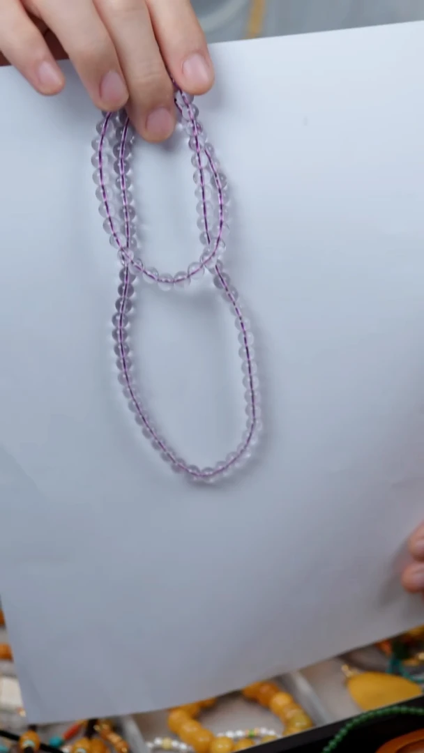 水晶手链未镶嵌心如珠宝 紫水晶三圈手串