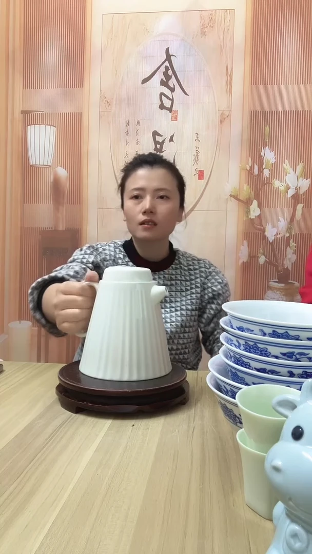 瓷米白色咖啡壶1把