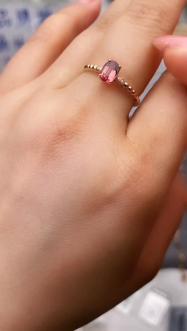 18K金镶嵌戒指碧玺--专柜--