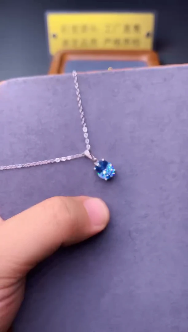 海蓝宝石颈饰银S925镶嵌0000