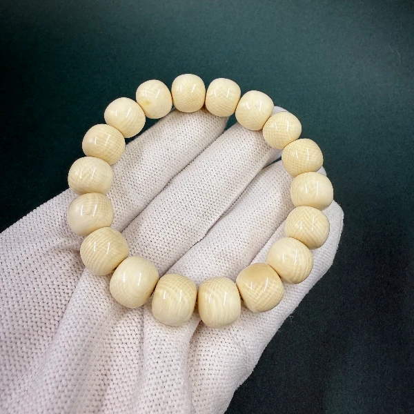 K3235天然猛犸牙横纹手串 支持鉴定 假一罚四