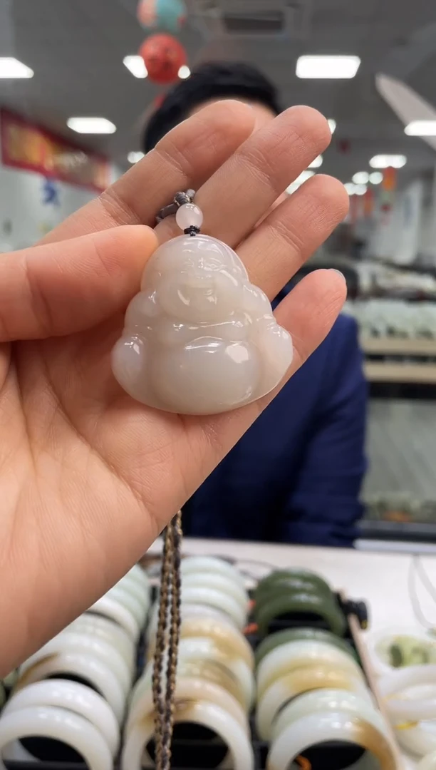 颈饰未镶嵌和田玉紫罗兰佛公吊坠随机发一件