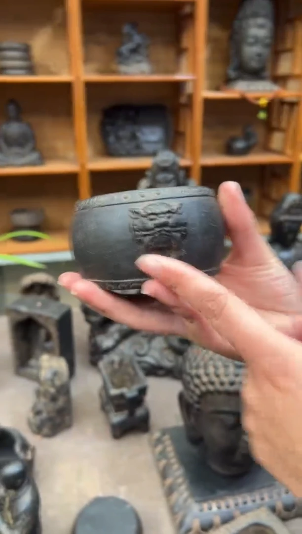 陶土【火山泥】兽头小鼓