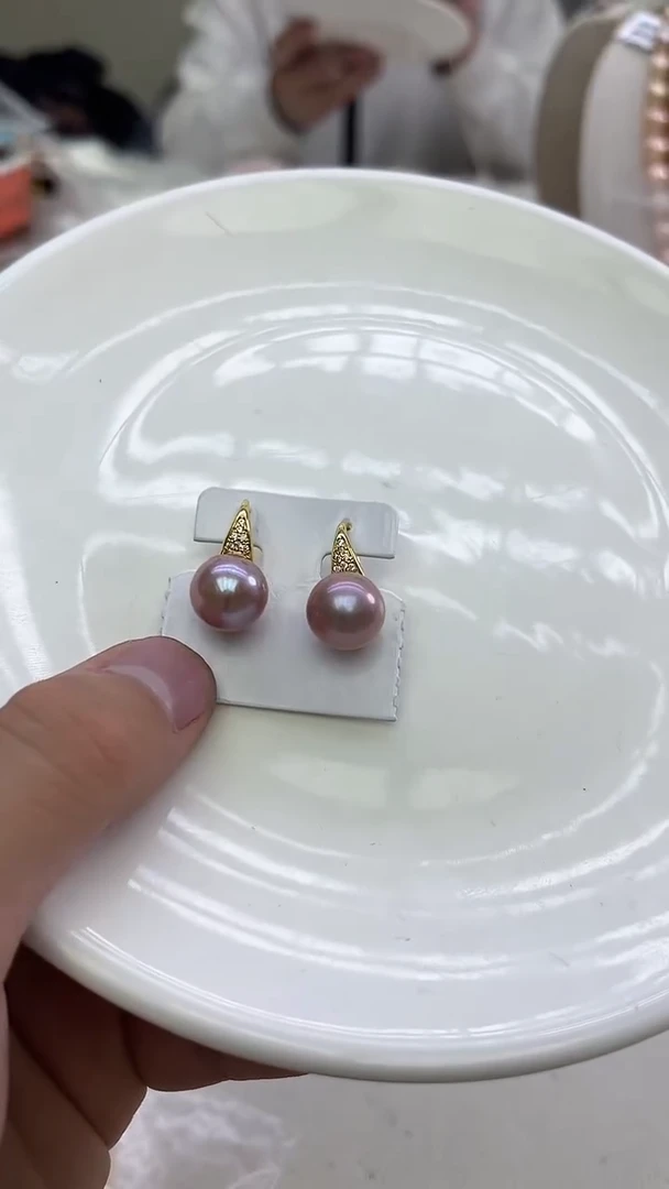 未镶嵌耳坠淡水珍珠紫色系耳坠