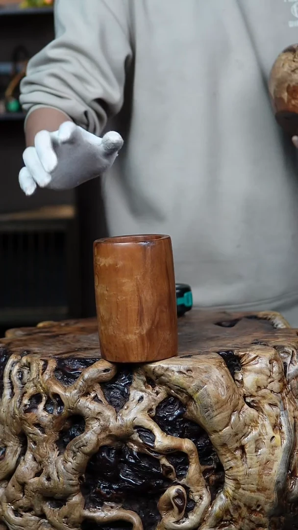 枣木百年鸡心枣木茶道筒