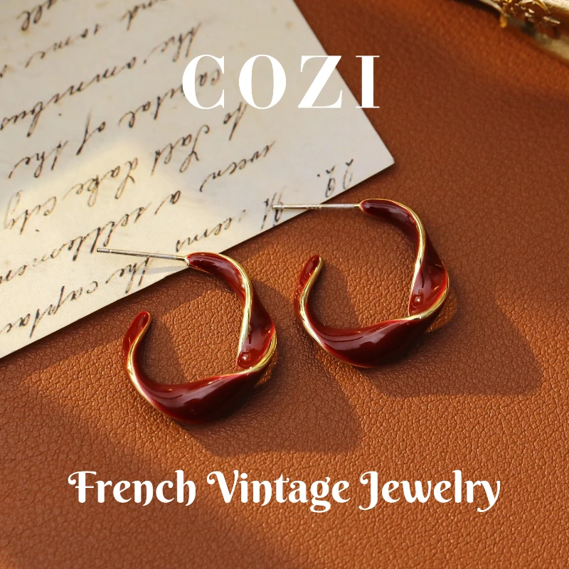 COZI 铜合金耳饰 蔻姿【红裙】红色复古时尚设计感圈圈过年女士耳环