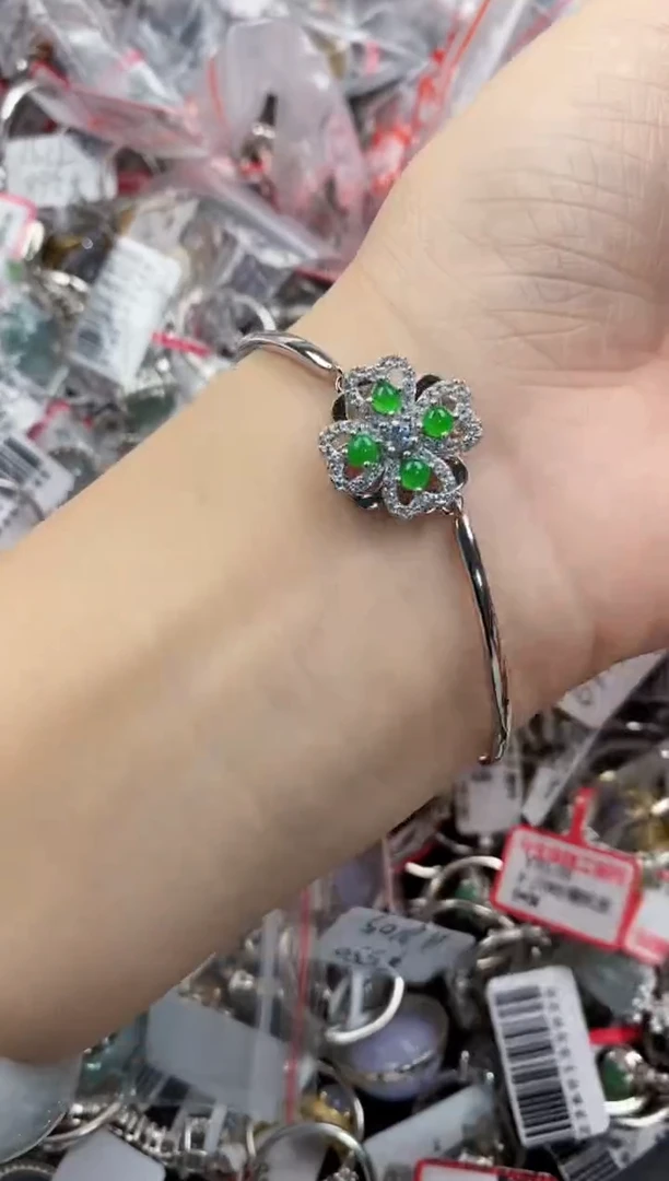 银S925镶嵌戒指翡翠444----5