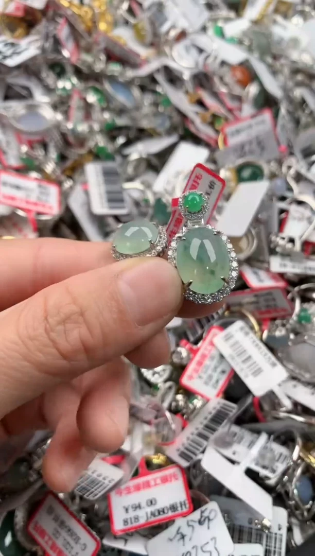 银S925镶嵌戒指翡翠777   4