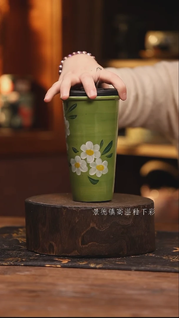 陶瓷 景德镇高温釉下手绘陶瓷@L107@