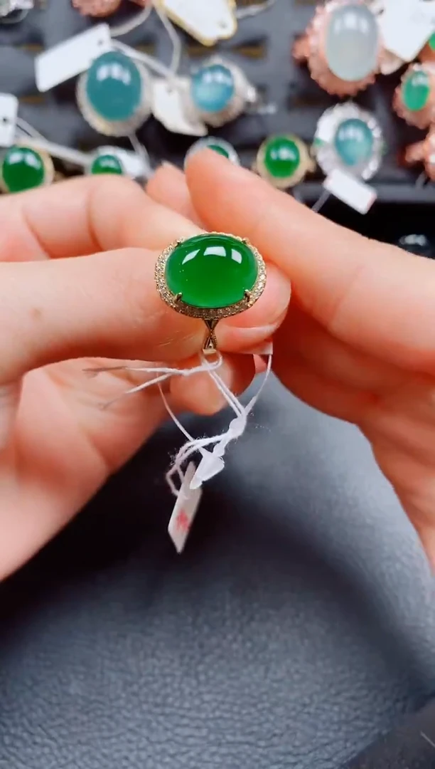 银S925镶嵌戒指翡翠翡翠
