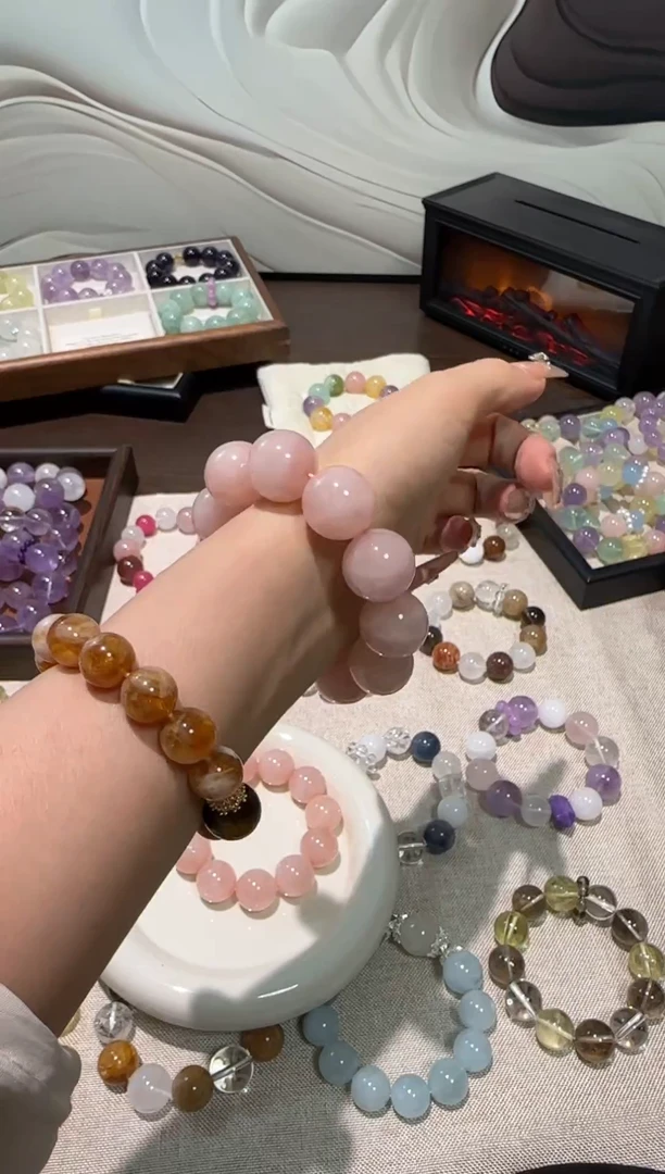 未镶嵌手串水晶西柚粉