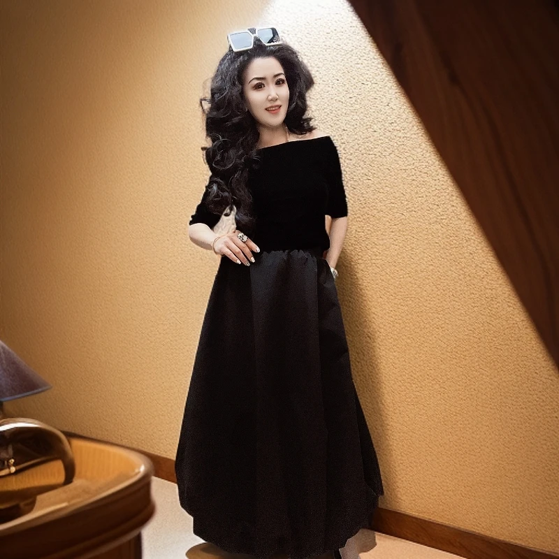 DPL2025新款时尚潮流优雅高贵轻奢显瘦黑色蓬蓬半身裙