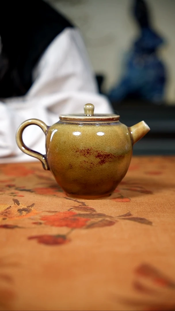 原矿石钧瓷茶器摆件