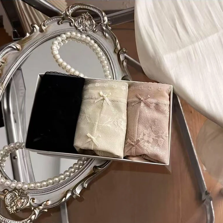 (闺)3435花漾轻纱内裤三条一组