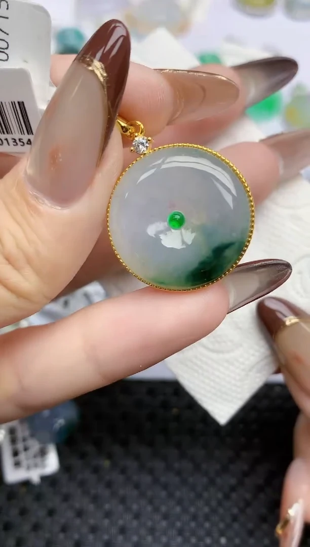 颈饰银S925镶嵌翡翠75   天然翡翠A货  百元以上9米证书费自理