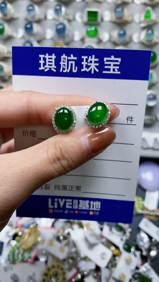 【闪购商品】翡翠耳饰银S925镶嵌0690