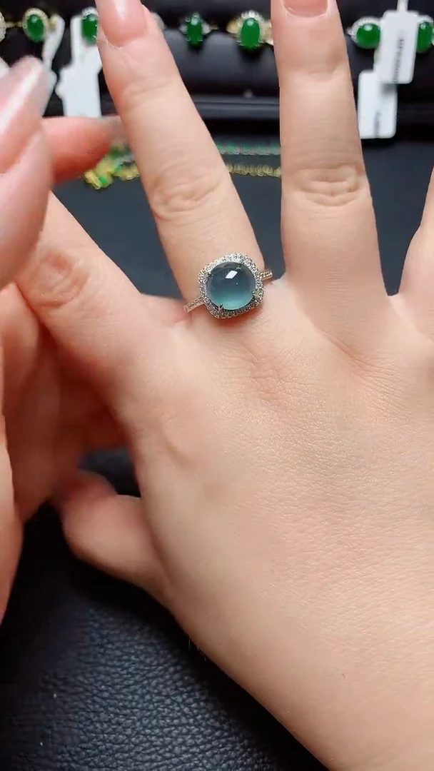 银S925镶嵌戒指翡翠天然翡翠A货s925银镶