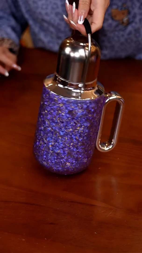 107-柚香谷 纯钛 保温杯壶-紫色800ml