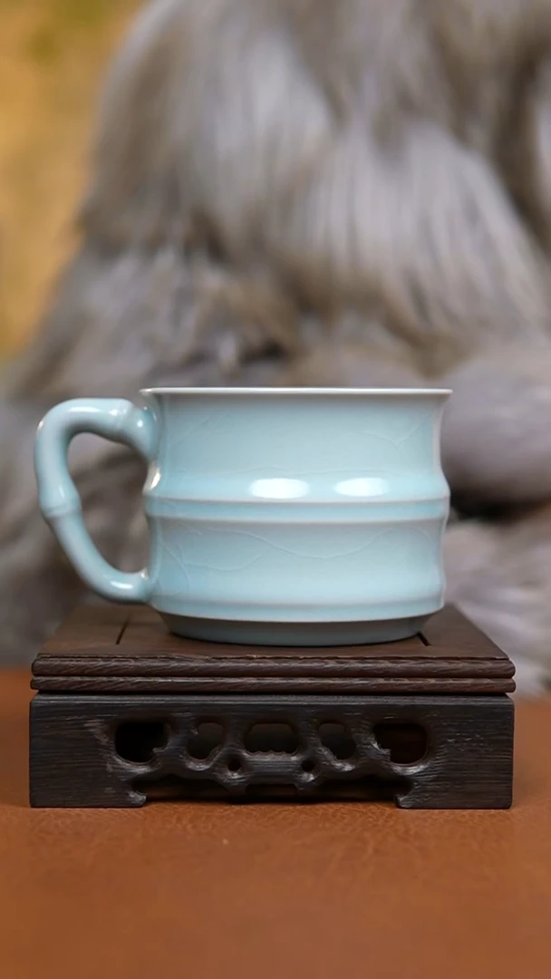 杯仿古月白竹节咖啡杯一级礼盒