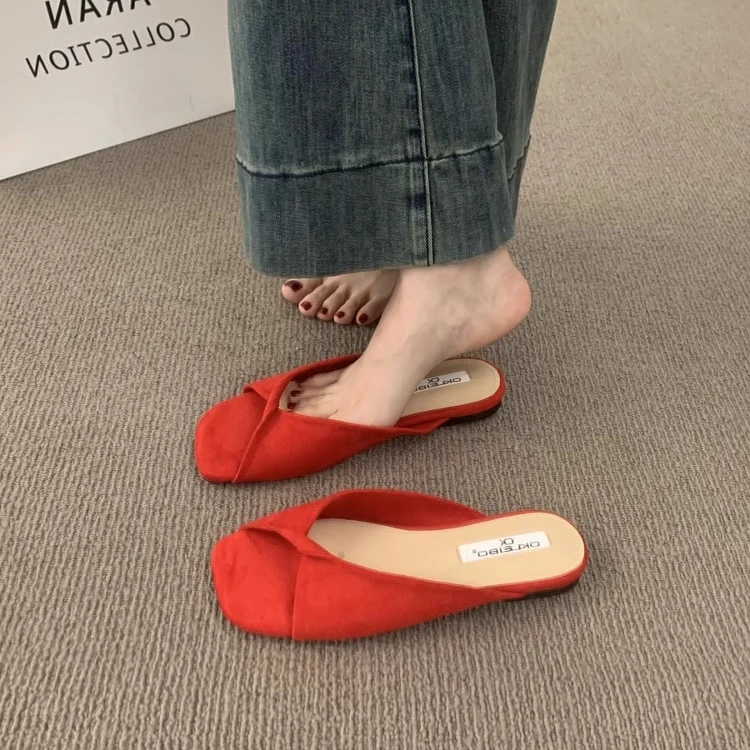 法式平底鱼嘴露趾一字拖鞋女夏外穿2025新款气质仙女绝美凉拖凉鞋