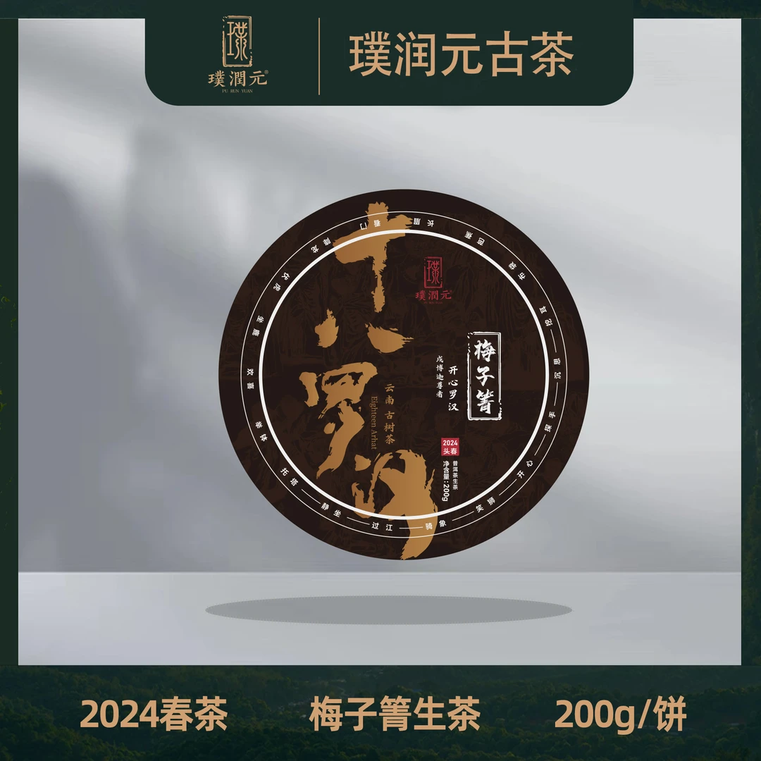 璞润元古茶【十八罗汉梅子箐古树】2024年普洱茶山头纯料200g