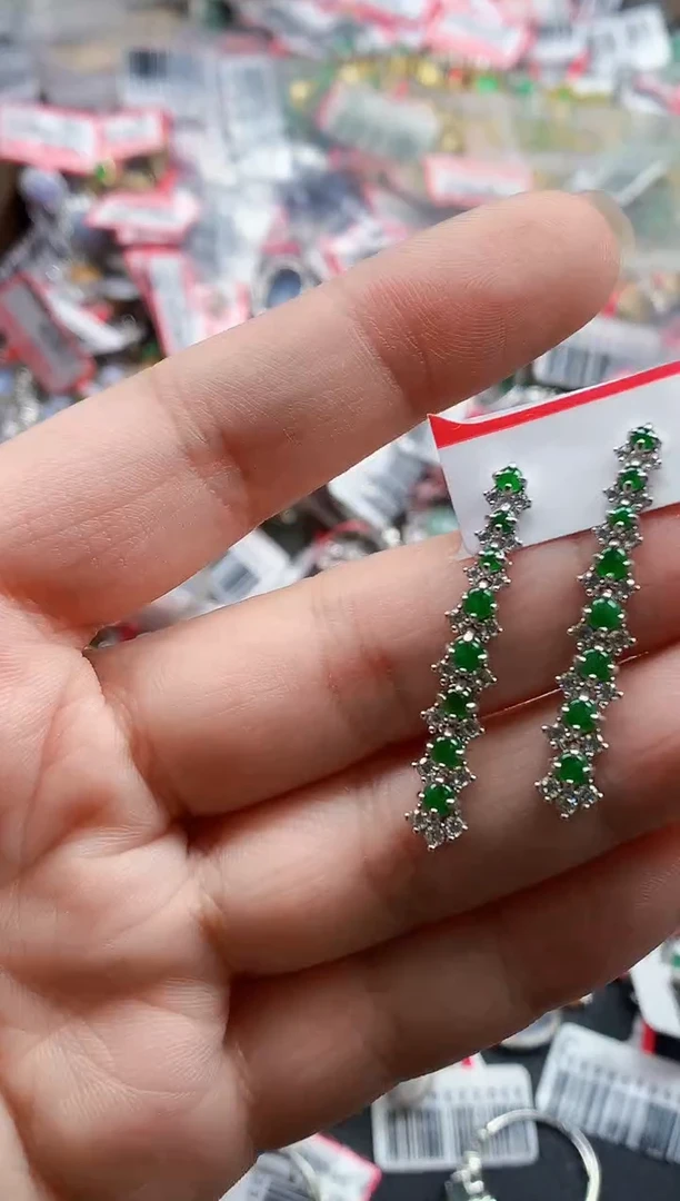 银S925镶嵌戒指翡翠天然A货缅甸翡翠