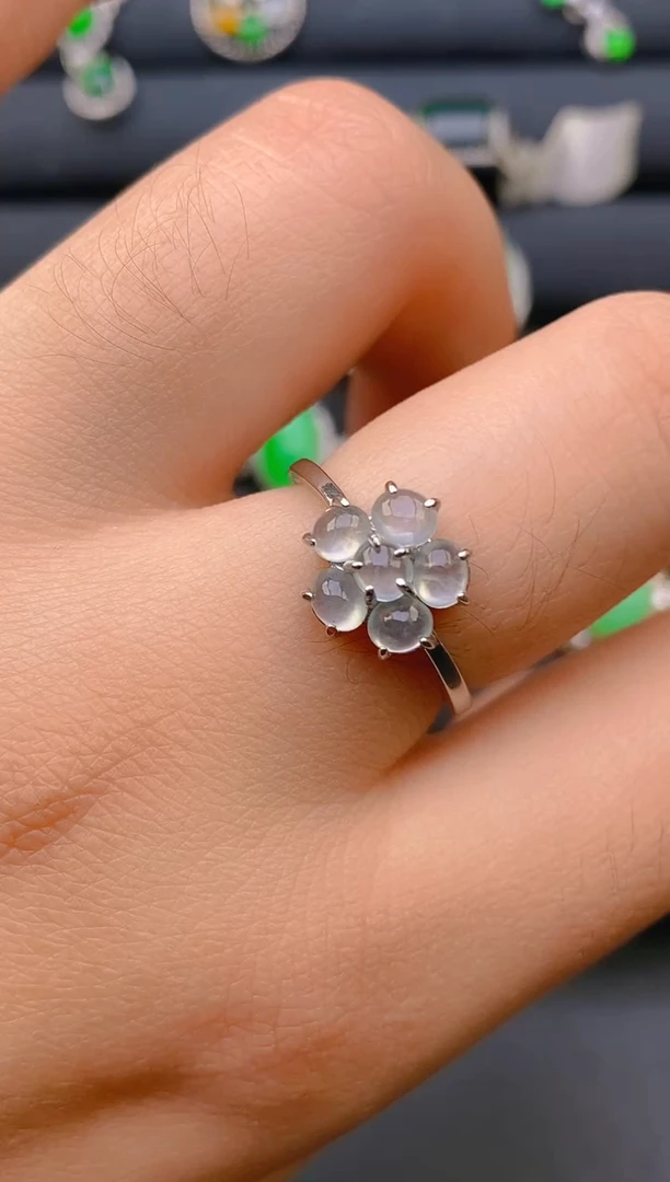 【闪购商品】翡翠戒指银S925镶嵌天然A货翡翠1