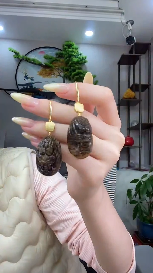 琥珀未镶嵌耳饰耳环