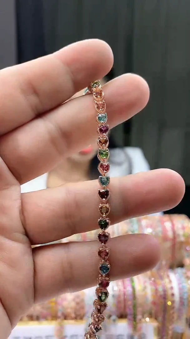 【闪购商品】碧玺手链银S925镶嵌45354354354354